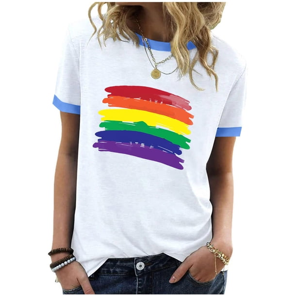 Blusas para Mujeres Casual, Estampado de Manga Corta Cuello Redondo Top Hecho de 95% Poliéster 5% Spandex para el Uso Diario de Verano, Tops Cortos para Mujeres