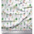 thumbnail image 1 of Soimoi Tissu en Coton Blanc Imprimé Feuilles de Cactus, Largeur 42 Pouces, 1 of 3