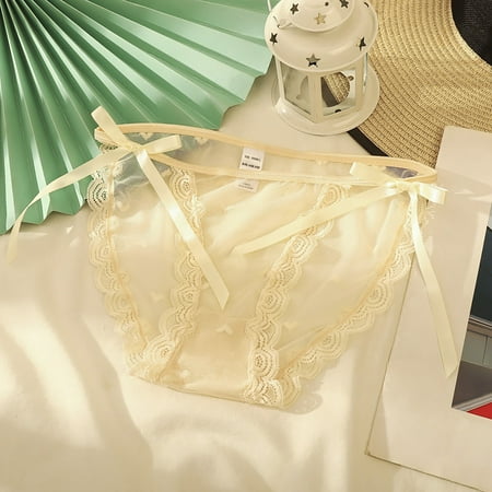 

Aayomet Boxer Briefs For Women Ladies Embroidered Panties Flashing Diamond Waist Sexy Open Crotch Mesh Thong Beige XL