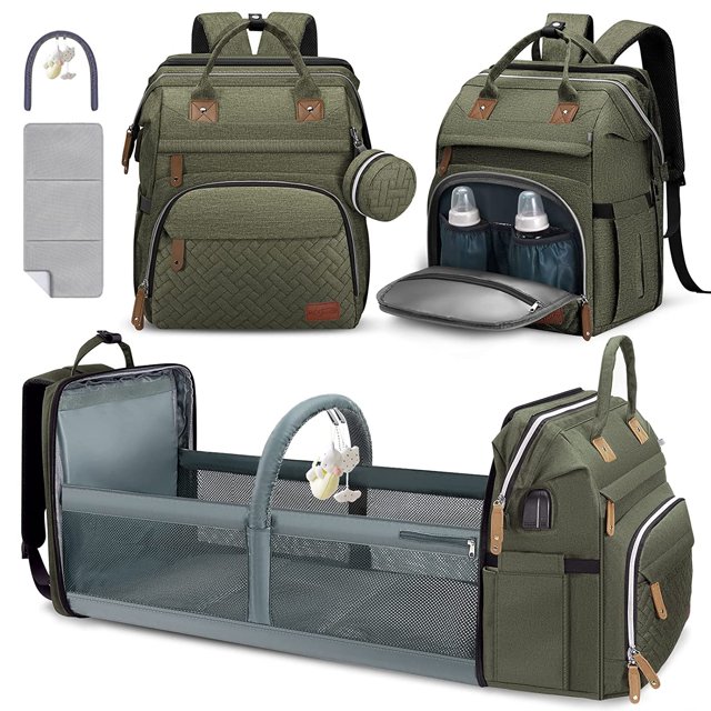 Mochila para pañales DERJUNSTAR, grande, impermeable, con puerto USB