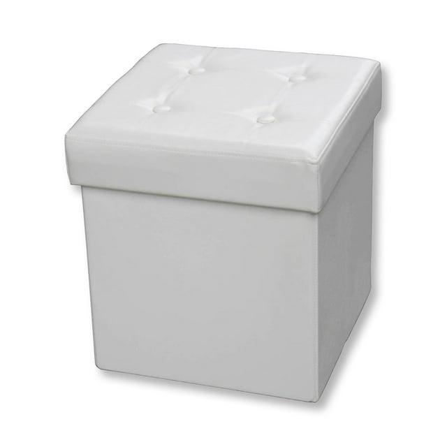 ITY International - Pouf Repose-Pieds Pliable avec Rangement, 15 Pouces x 15 Pouces x 15, Beige