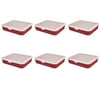 Sterilite Adjustable Ornament Box Plastic, Really Red, Case of 6