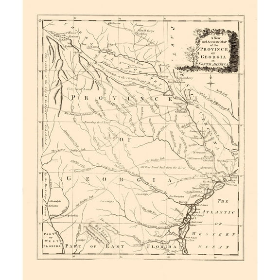 Historic State Map - Georgia - Universal 1779 -  23 x 27.43 - Vintage Wall Art