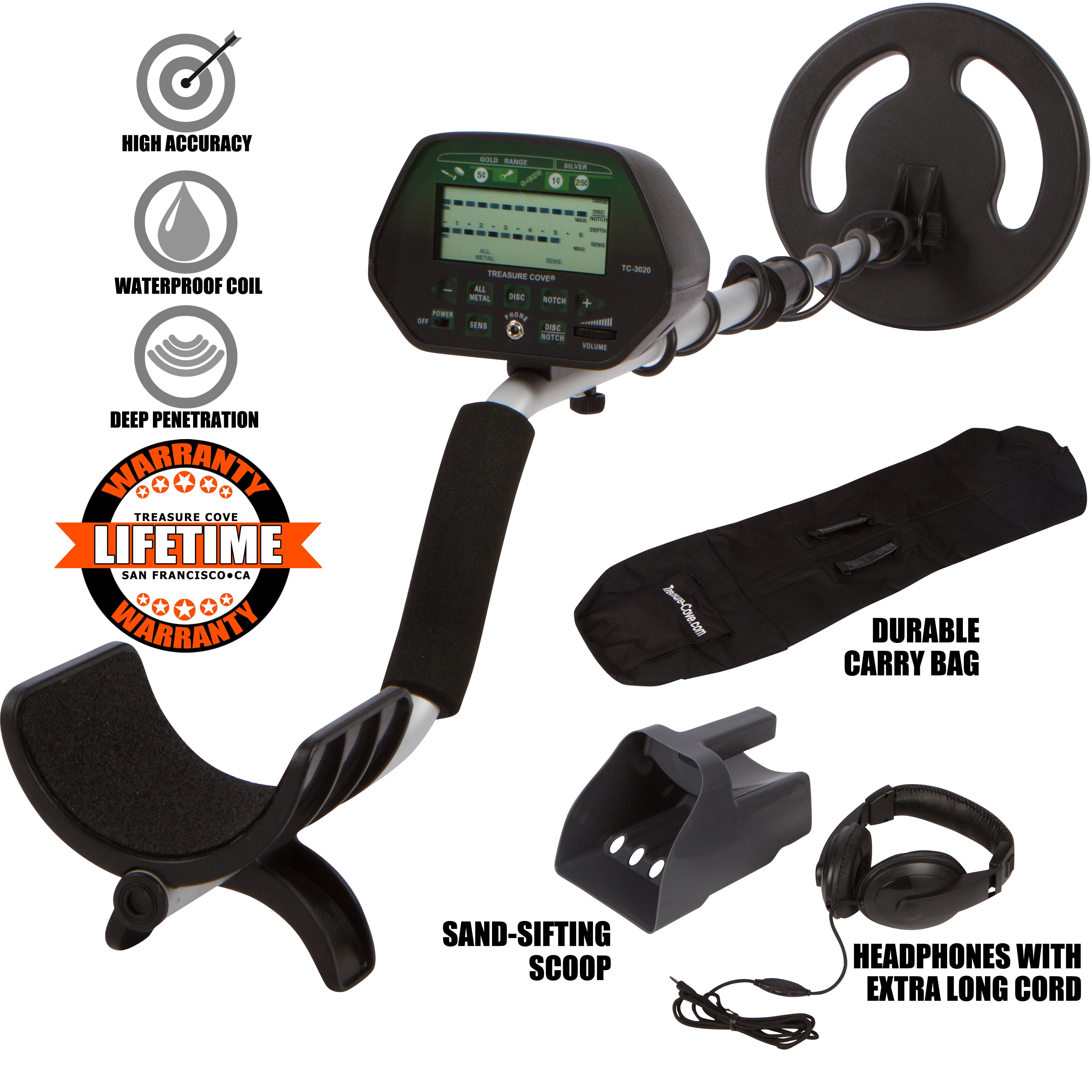 Treasure Cove TC3020 Fortune Finder Platinum Metal Detector Set For