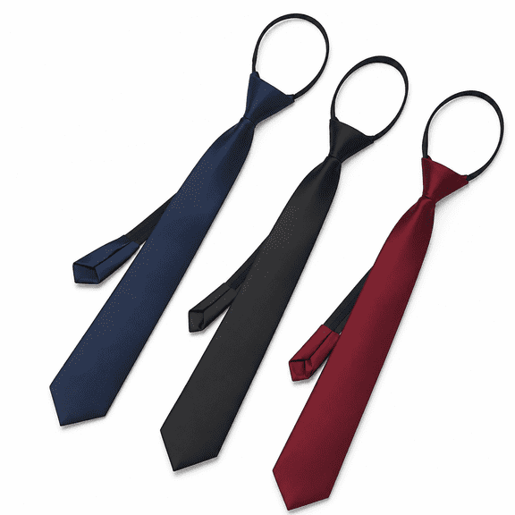 FLORNIX 3PCS Kid's Tie, Solid Color Business Zipper Ties, 38cm