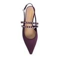 thumbnail image 3 of XYD Women Classic Rhinestone Dual Straps Satin Flats Closed Pointed Toe Studded Slingback Sandals Dating Shoes Size 12.5 Purple, 3 of 4