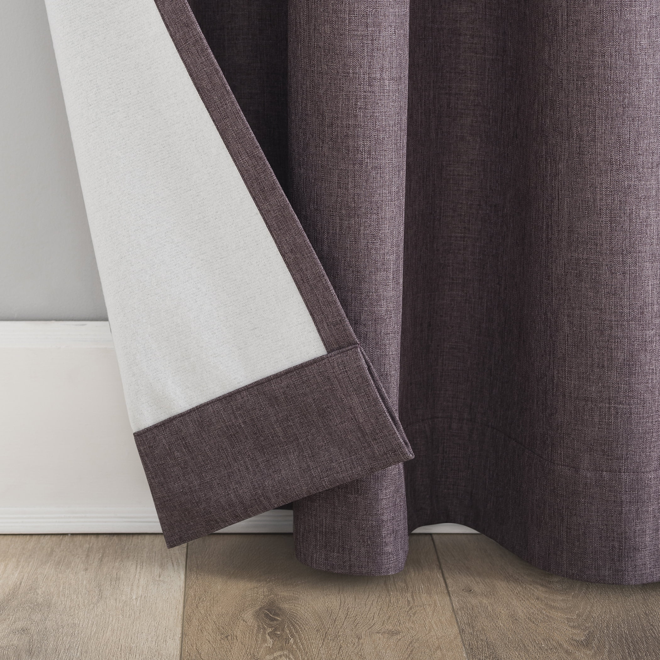 Sun Zero Tyrell Tonal Texture Draft Shield Fleece Insulated 100% Blackout Grommet Curtain Panel In Fig, 50"X96", Fig