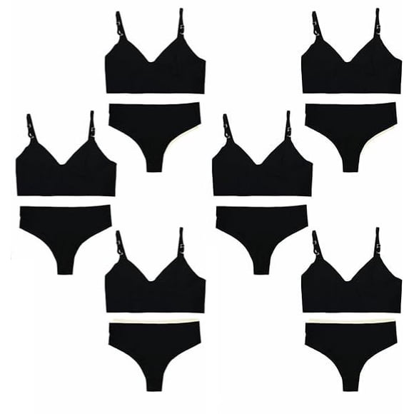 Conjunto de Lencería para Dama Gaon Top y Calzón Sin Costuras Negro Extra Grande