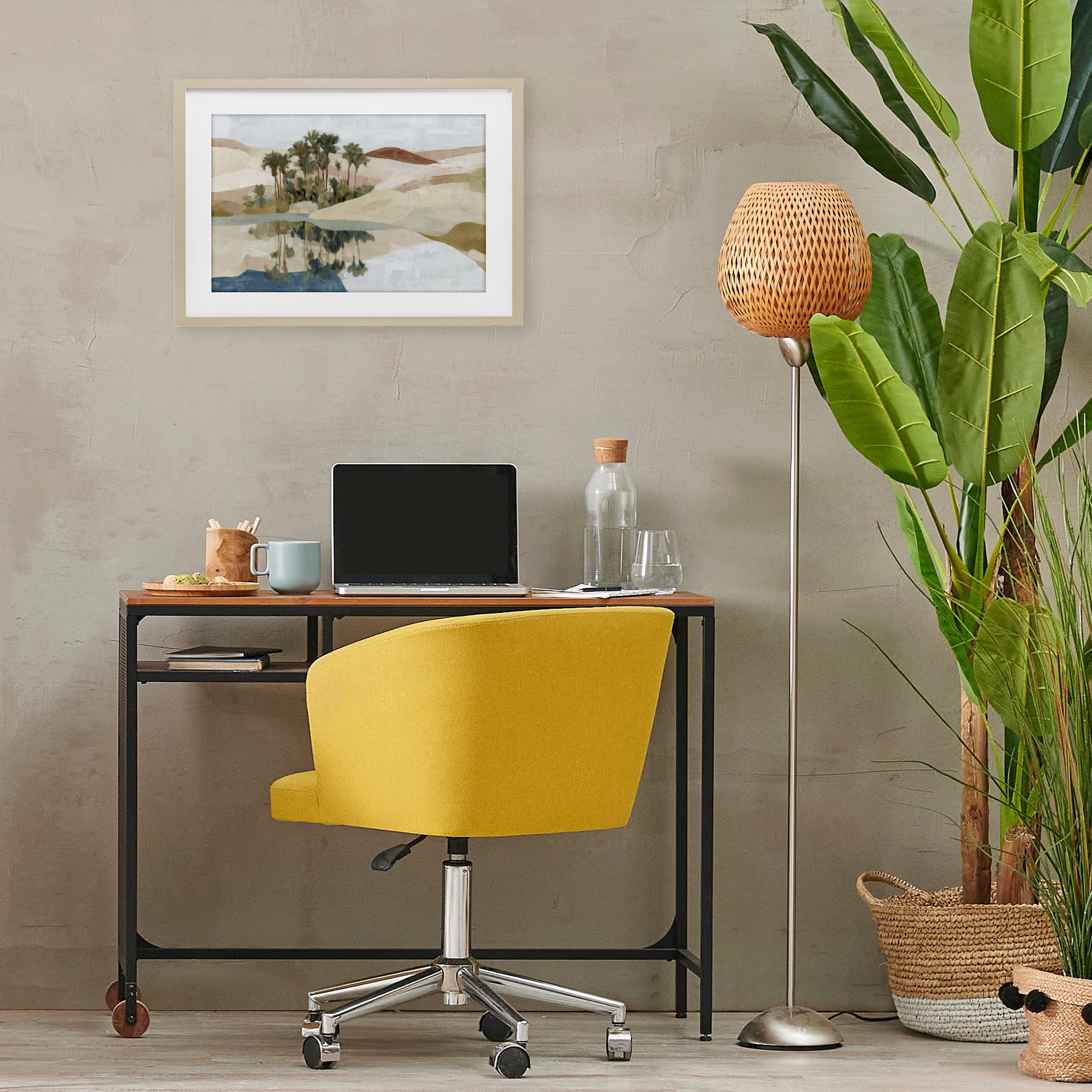 Stupell Industries Desert Oasis with Palm Reflection Birch Framed Print Under Glass, design by Chromatic Storm Studio