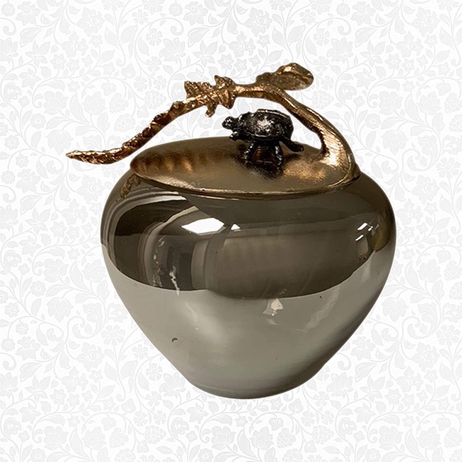 Decozen The Fern Collection Cotton Ball Container Glass and Aluminum