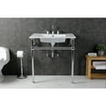 thumbnail image 4 of Kingston Brass KVBH31227W8B1 Templeton 31" Ceramic Console Sink with Brass Legs (8-Inch, 3-Hole), White/Polished Chrome, 4 of 8