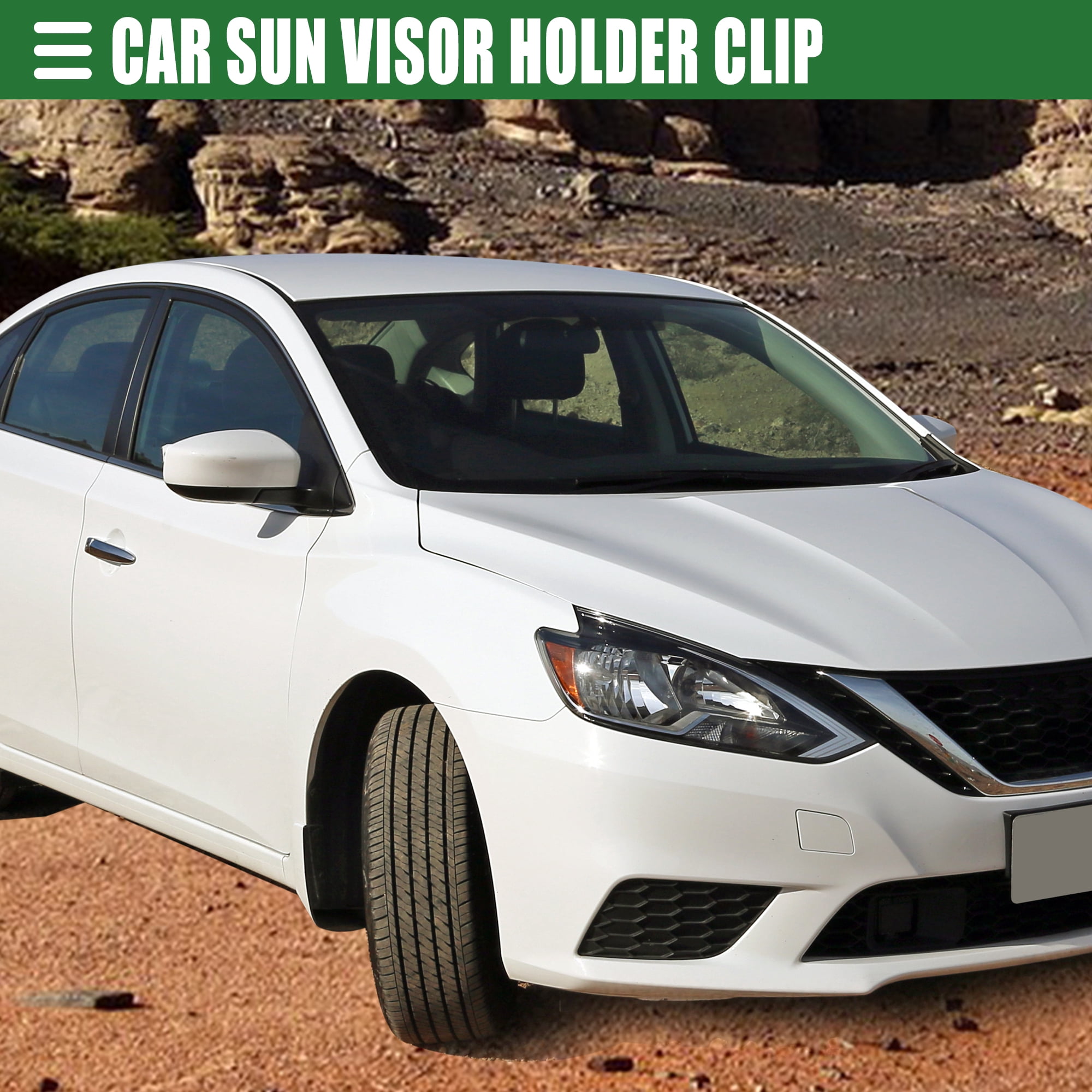 Unique Bargains 2Pcs Car Sun Visor Holder Clip for Nissan Sentra 2015-2019 Plastic Gray