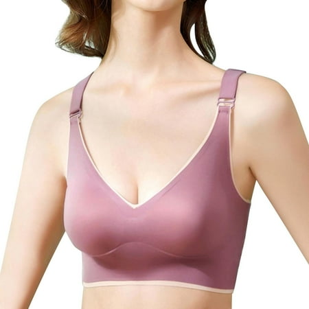 Ladies Bra Butterfly Beauty Back Wrap Latex No Steel Ring Ice Silk Sports Bra Push Up Underwear Plus Size Purple XXXXXL
