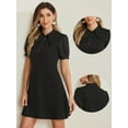 thumbnail image 2 of DARING DIVA Women's Bow Tie Keyhole Neck Puff Sleeve Elegant Dress XL Black, 2 of 6