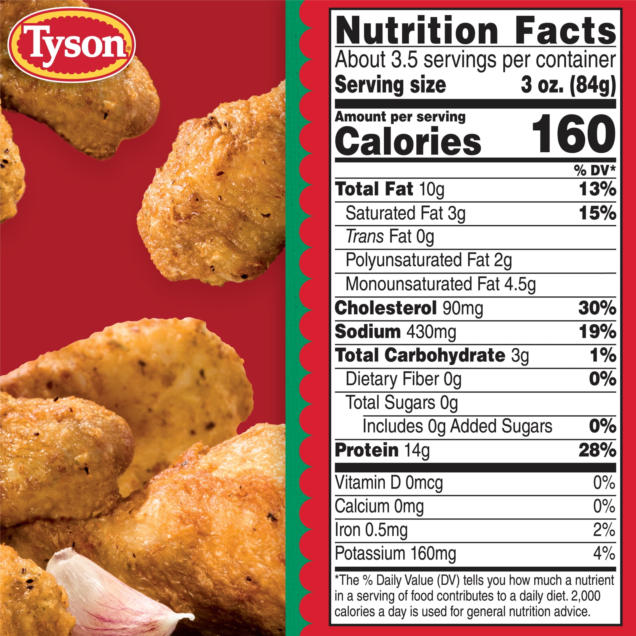 Tyson Garlic Parmesan Crispy Wings, 16 oz (Frozen, Fully Cooked)
