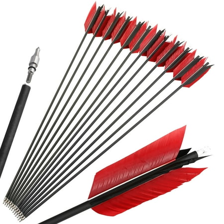 SHARROW 30 Archery Carbon Flu Flu Arrows for Small Game Spine 500 12 Pack