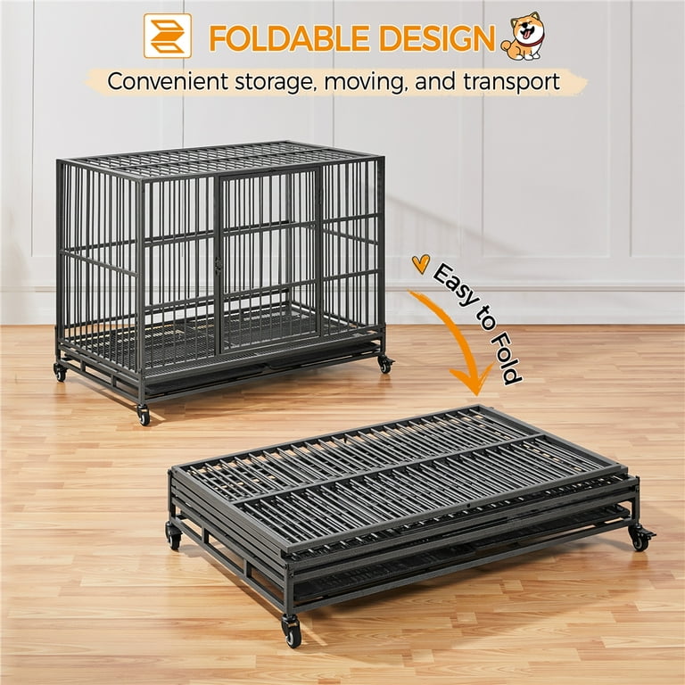 Topeakmart 42-inch Large Hard-Sided Rolling Dog Cage Topeakmart 42-inch Large Hard-Sided Rolling Dog Cage