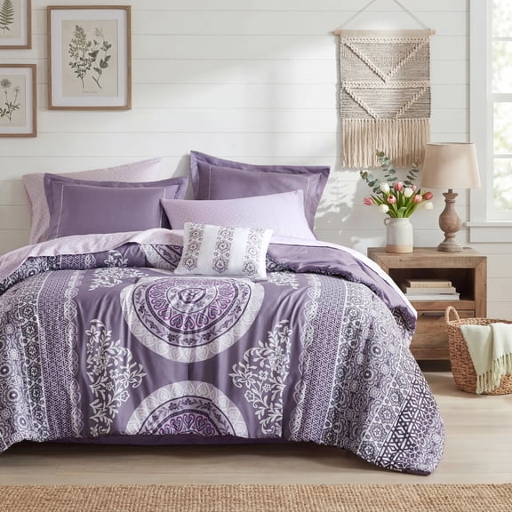 Regency Heights Queen Size Comforter Set, 9-Piece Bed in a Bag Queen, Purple Bedding Sets with Sheets, Bed Skirt