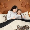 thumbnail image 4 of meiyoeat Bowknot Print Letter Queen Comforter Set,Cheetah Monogram Art T Comforter Sets Queen,Black Reversible,3-Piece,1 Comforter And 2 Pillowcases, 4 of 7