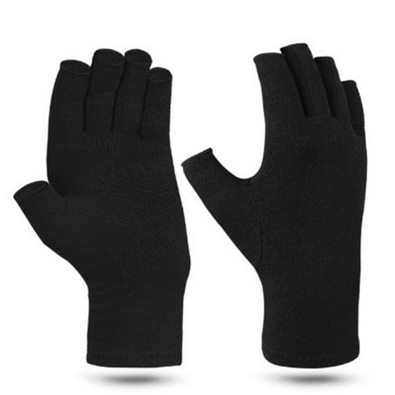 TELOLY Compression Gloves Machine Washable Fingerless Gloves Windproof Arthritis Gloves for Men Perfect for Cycling Black M