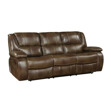 Lexicon Ellicott Leather Match Double Reclining Sofa in Brown