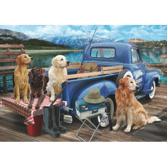 Vermont Christmas Company 1000-Piece Dogs Gone Fishing Jigsaw Puzzle