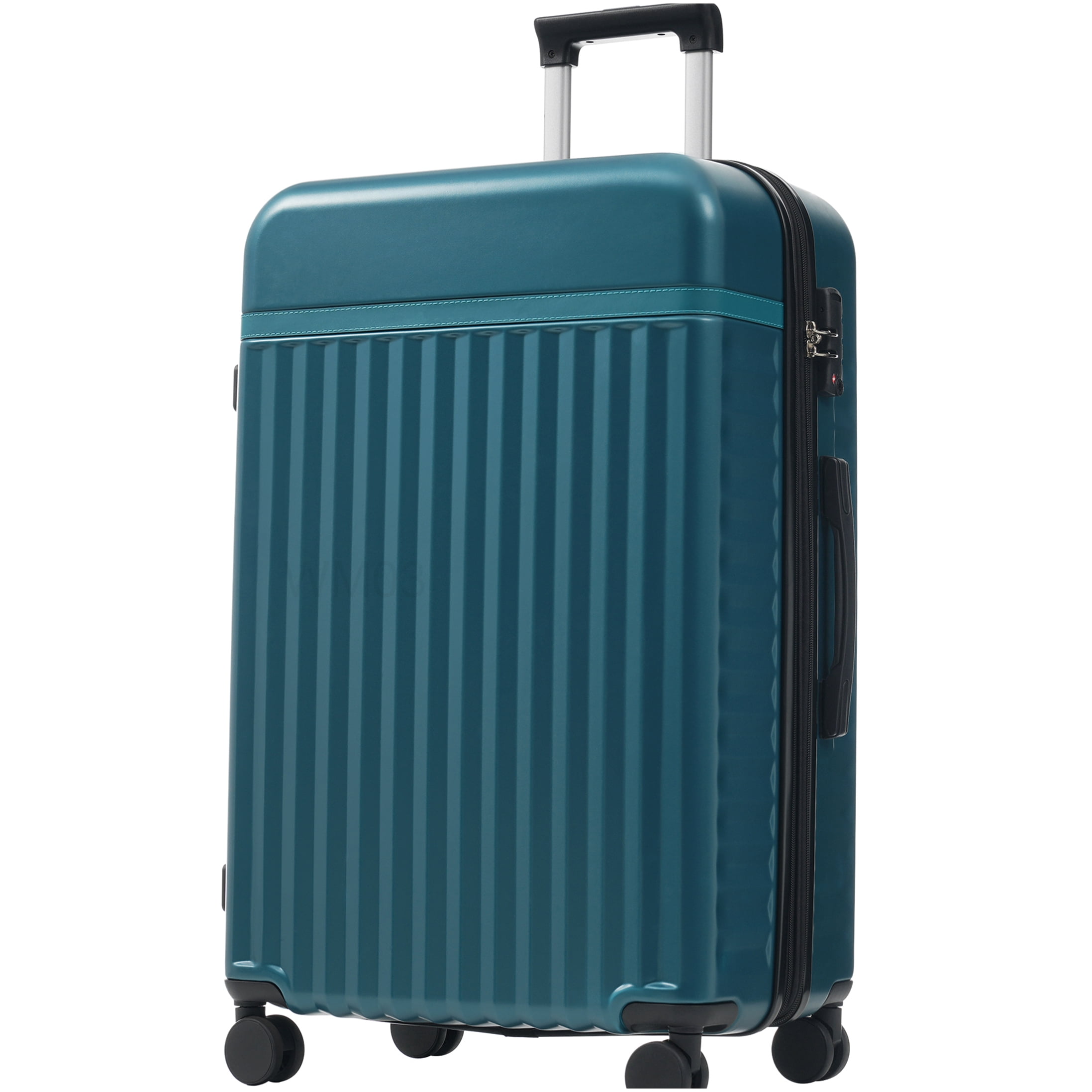 Expandable 5-Piece Hardside Luggage Set in Dark Green, ABS Construction with Spinner Wheels and TSA Lock