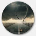 thumbnail image 1 of Designart « Yellow Rose on the Dark Road » Horloge Murale Moderne, 1 of 6