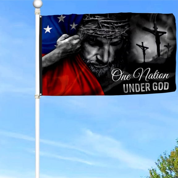 Bayyon Jesus One Nation Under God Samoa Grommet Flag Banner with Grommets 3x5Feet Man cave Decor