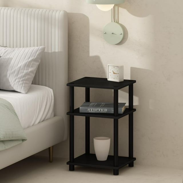 Mesita de noche Furinno Just, de 3 niveles, Turn-Tube, almacenamiento abierto