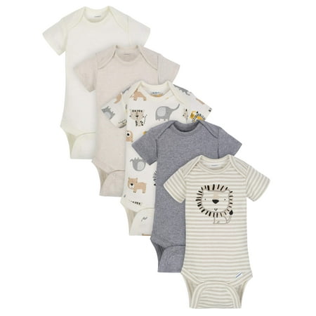 Gerber Organic Cotton Short Sleeve Onesies Bodysuits, 5pk (Baby