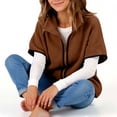 thumbnail image 6 of Levmjia Women Vest Jacket Warm Solid Color Fashion Zipper Pocket Short Sleeve Stand Collar Winter Wear Thermal Inner Layer For Outdoor Work Office Casual, 6 of 9