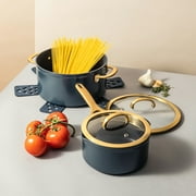 Thyme & Table 12-Piece Non-Stick Supreme Collection Cookware Set, Pots and Pans Set - Atlantic Blue