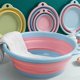 thumbnail image 3 of Lavabo plegable portátil para bebés, ropa y verduras - Bañera de plástico compacta en color azul M, 3 of 6