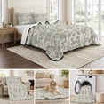 thumbnail image 6 of King Quilt Set 96''x106'', Farmhouse Sage Green Lightweight Summer Bedspread Coverlet Set with 2 Pillow Shams, Vintage Flower Leaf Botanical Breathable All Season Quilt Bedding for Bedroom/Guest Room, 6 of 9