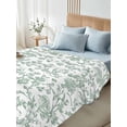 thumbnail image 4 of King Size Flat Sheet Only, Green Flower Soft Brushed Microfiber Bed Sheets, Farmhouse Vintage Boho Leaf Spring Hotel Quality Breathable Bedding Top Sheet, Easy Care, 105"x98", 4 of 9