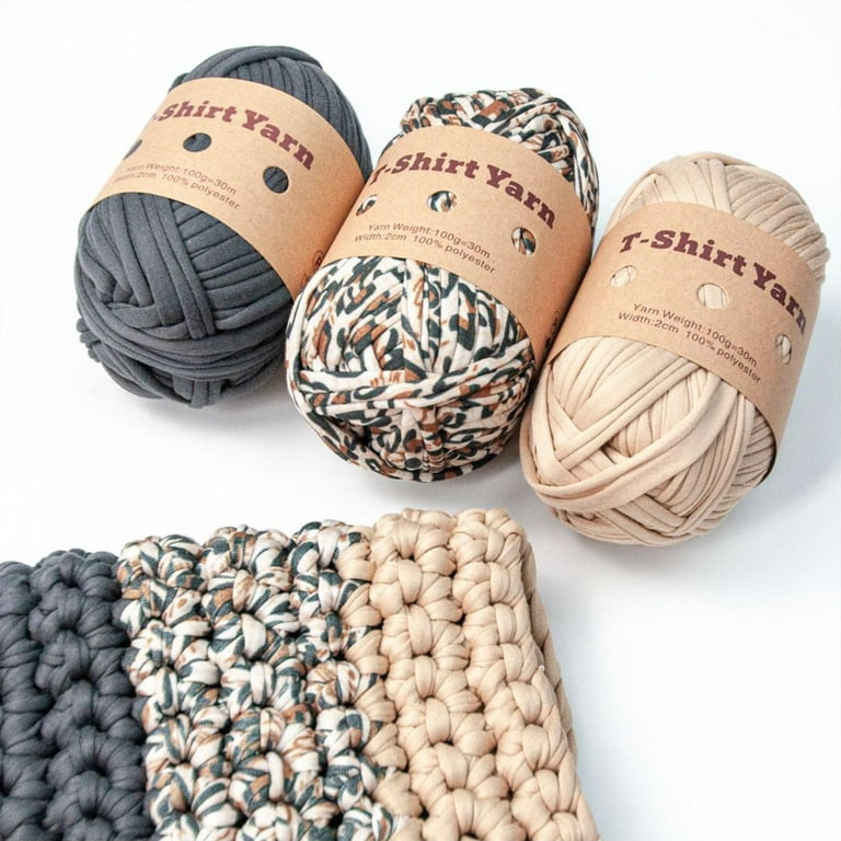 6 Pcs T Shirt Yarn 228 Yards Spaghetti Yarn Thick Black Yarn for Crocheting  Cotton Polyester Elastic Fabric Cloth Knitting Yarn for Hand DIY Chunky