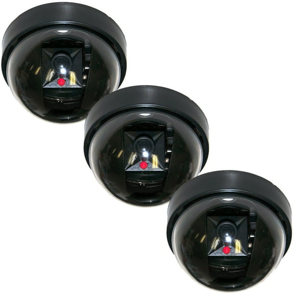 VideoSecu 3 Dome Dummy Security Camera CCTV Home Surveillance Camera Fake with Flashing LED Light Simulated Indoor BKJ