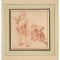 thumbnail image 2 of Jean-Antoine Watteau 12x12 Black Ornate Wood Framed Double Matted Museum Art Print Titled: Two&nbsp;Recruits (ca.&nbsp;1715), 2 of 5