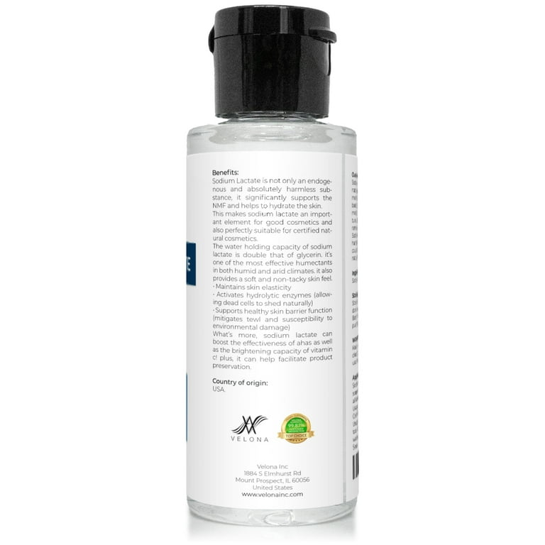 Velona Sodium Lactate 60% - 32 oz, USP Grade Natural Preservative, For  Soap Making & Lotions