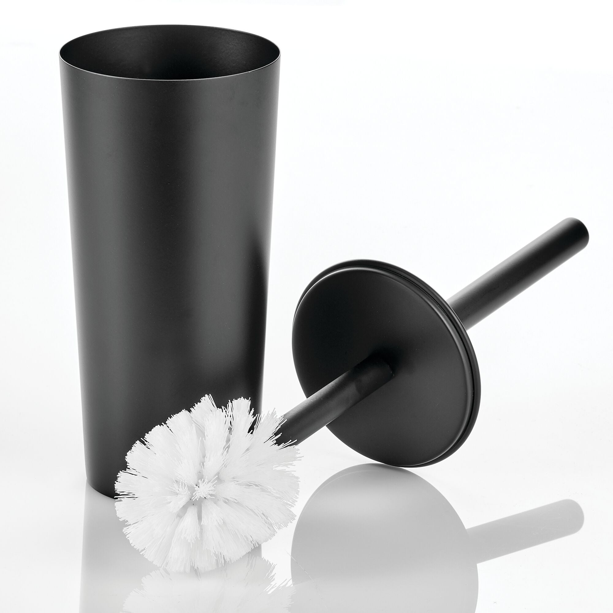 mDesign Steel Toilet Bowl Brush/Holder Bathroom Storage Combo - Black