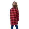 thumbnail image 4 of GYRATEDREAM Toddler Baby Girls Mid-length Plaid Shirt Jacket Kids Flannel Long Sleeve Lapel Button down Warm Thicken Shirt Coat Top with Pockets Children Fall Winter Clothes for 3-14Y, 4 of 5