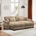 thumbnail image 2 of TUANLUO 93.7" U-Shape Sectional Couch for Living Room, Oversized Sectional Sofa with Ottoman, Velvet 2-Seater Sofa Upholstery Tufted Sofa with Round Armrests, Camel, 2 of 9