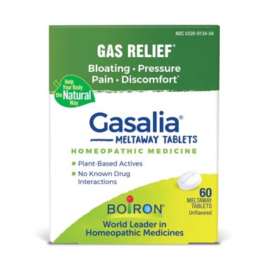 Boiron Gasalia Tablets, Homeopathic Medicine for Gas Relief, Bloating, Pressure, Pain, Discomfort, 60 Meltaway Tablets
