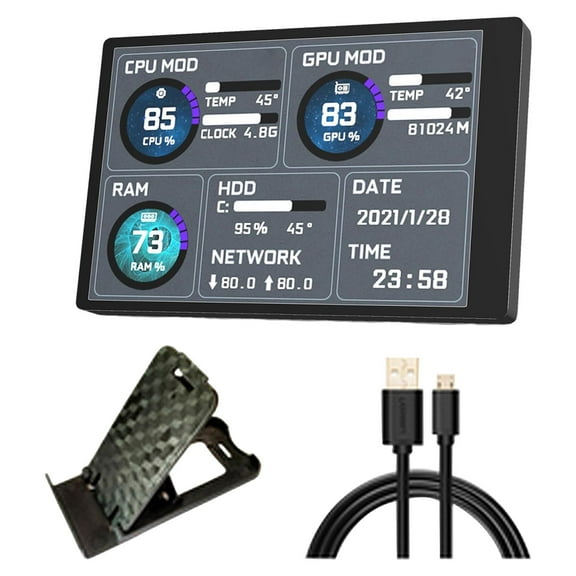 3.5'' IPS Display for CPU GPU HDD Accs for Computer Hardware Temperature monitor Compact sub Screen Mini Secondary Screen for PC