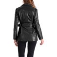 thumbnail image 3 of INSPIRE CHIC Women's Faux Leather Blazer Jackets Button Up Notched Lapel Tie Waist Blazer Coat with Pockets, 3 of 6