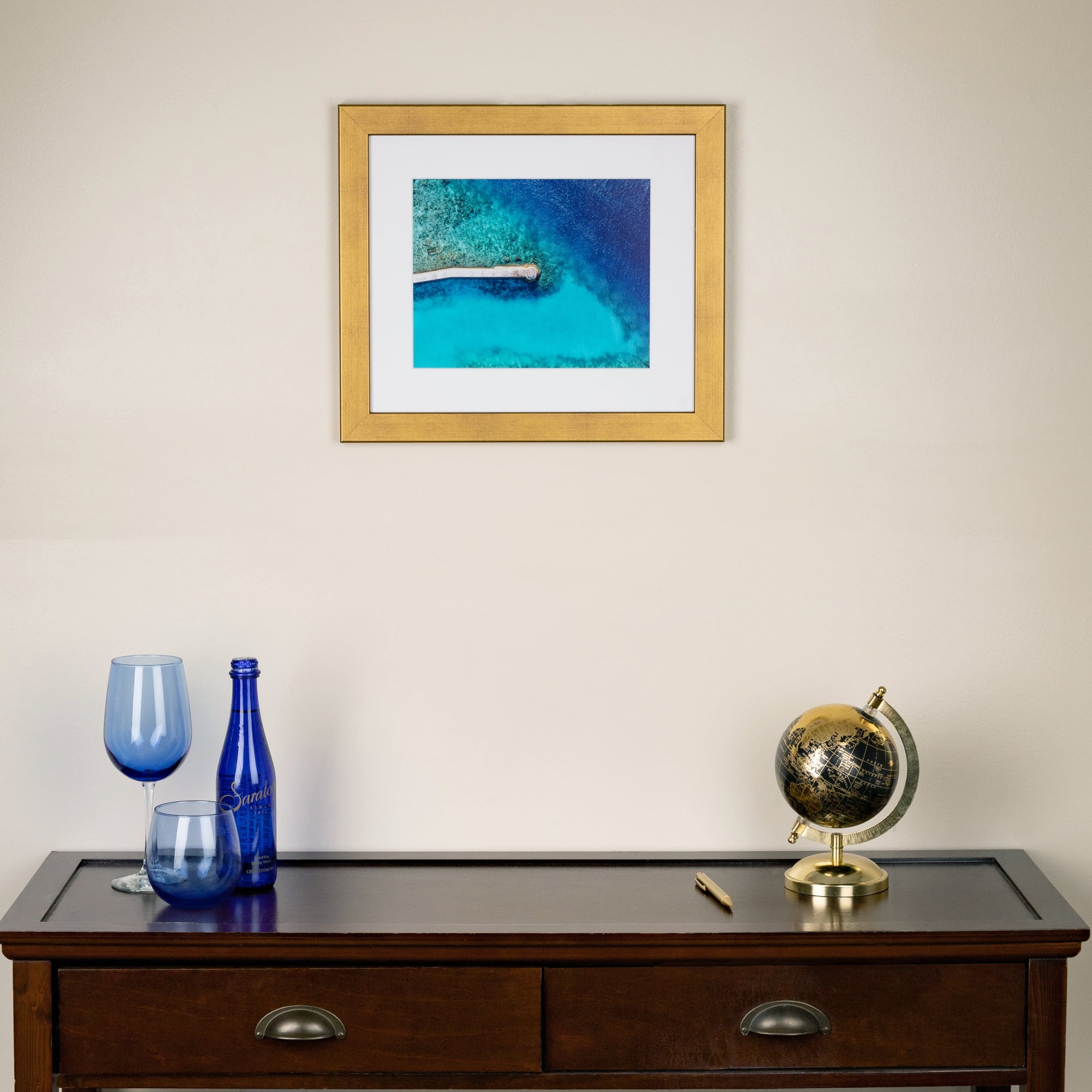 ArtToFrames 18x24 Inch Muted Gold Glow Picture Frame, This Gold MDF Poster Frame is Great for Your Art or Photos, Comes with 060 Plexi Glass (4670)