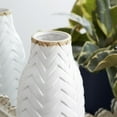 thumbnail image 4 of DecMode 16" Geometric White Porcelain Ceramic Vase with Brown Base, 4 of 7