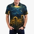thumbnail image 2 of Salouo Oil Starry Sky Sunflower for Men's Short Sleeve Polo Shirts,Polo Shirts for Men Performance Short Sleeve Golf Shirt Athletic Casual Collared T-Shirt-X-Large, 2 of 8