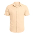 thumbnail image 3 of DGMIOCS Chemise Classique pour Homme à Manches Courtes, Chemise de Voyage Anti-Rétrécissement Jaune Pâle S, 3 of 4